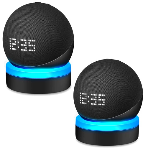 ZUOLACO Table Holder for Echo Dot 4th/5th Generation, Stand Mount Base with Light Guide for Echo Dot 4th/5th Gen, Built-in Cable Management(2pack,Black)
