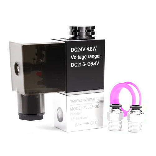 TAILONZ PNEUMATIC 1/4 inch NPT 24V 2 Position 2 Way Normally Closed Electric Solenoid Air Valve 2V025-08 Junction Box