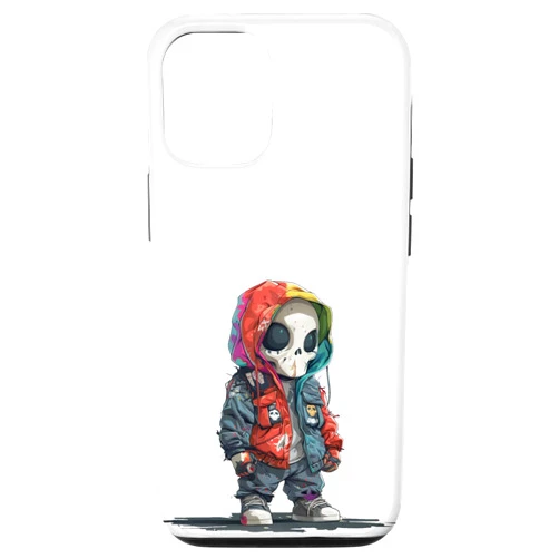 Rainbow Friends iPhone 12/12 Pro HipHop Skull Ghost Creature in Colourful Cyberpunk Style, Punk Case