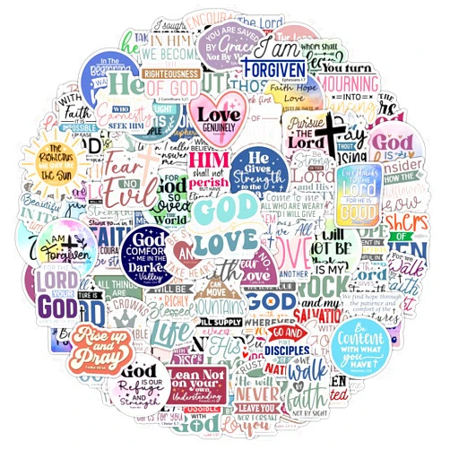Krazy4K 100 Pack Christian Scripture Stickers, Faith Inspiring Religious Gifts for Easter, Journaling, Water Bottles, Bible Verse Stickers, Christian Gifts for Women, Kids, Teens, Boys and Girls (Scripture)