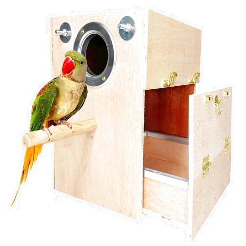 kathson Parakeet Nesting Box Wooden Bird Breeding Nest Parrots Mating House Wood Bird Aviary Budgie Cage Accessories for Cockatiel Finch Lovebirds Conure