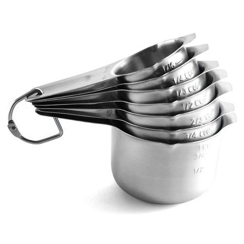 Spring Chef Stainless Steel Measuring Cups Set of 7 with Pour Spout, Metal Kitchen Tools with Easy to Read Markings for Measuring Dry or Liquid Ingredients, Nesting Measuring Cups for Baking & Cooking