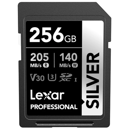 Lexar 256GB Professional Silver SDXC Memory Card, UHS-I, C10, U3, V30, 4K Video, Up to 205/140 MB/s Read/Write, for Professional Photographer, Videographer, Enthusiast (LSDSILV256G-BNNNU)
