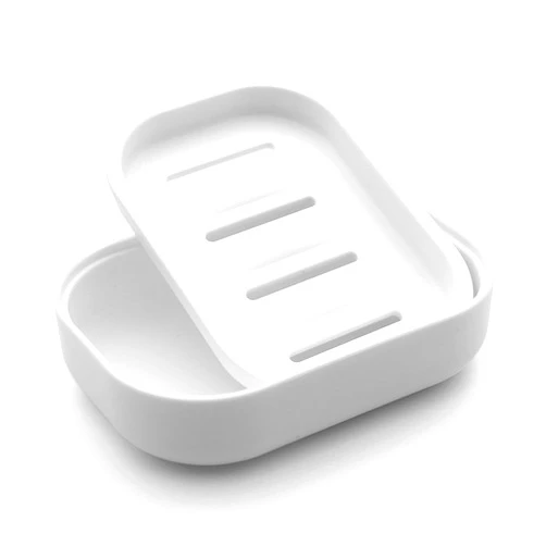 UVIVIU Plastic Soap Dish, Container, Keeps Soap Dry,Easy Cleaning,Drain,White