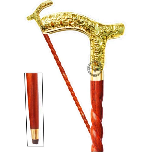 SUNRISE GIFT STORE Antique Brass Nautical Designer Walking Stick Men & Women Canes and Wooden 37 inch Handle Natural Wood Rosewood (POIM)