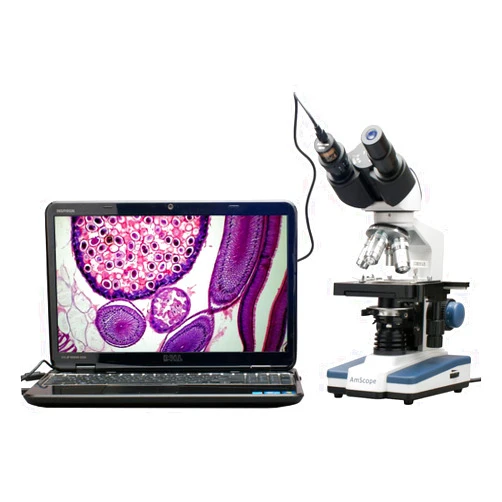 AmScope - 40X-2500X LED Digital Binocular Compound Microscope with 3D Stage + 0.3 MP USB Camera w/ 0.3 MP Camera