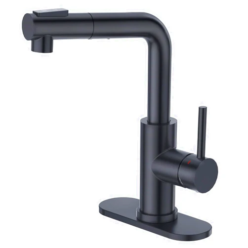 CREA Black Kitchen Faucet with Pull Down Sprayer - Bar Sink Faucets Single Hole/Handle - Modern Stainless Steel Small Kitchen Faucet for Mini Sink RV Outdoor Utility Laundry Faucet