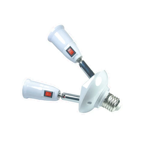 YCSSSD 360 Degrees Adjustable-2 in 1 E26/E27 Splitter Socket Adapter, Standard LED Bulbs 180 Degree Bendable with Independent Switch Control Light Bulb Socket Splitter