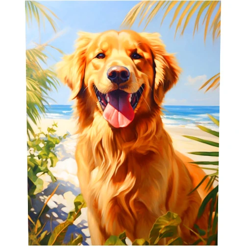 KY-link Cross-Stitch Stamped Kits, Angel-Like Golden Retriever Dog, DIY Designs Cross-Stitch Easy Supplies Needlework, Needlepoint Embroidery Gift for Home Decor 16x20 inch, Clear
