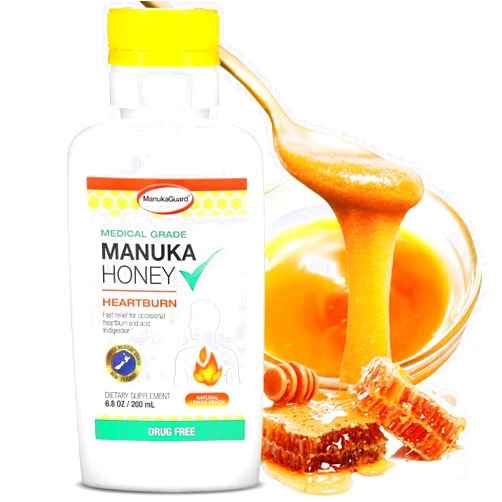 ManukaGuard Heartburn Nutralizer, Medical Grade Manuka Honey 6.8oz - Immediate Heart Burn and Acid Indigestion Relief. Drug-Free Antacid Alternative