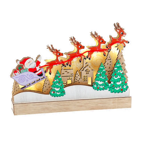 Department 56 Flourish Rudolph The Red-Nosed Reindeer and Santa in Sleigh Lit Mantle Decor, 9 Inch, Multicolor