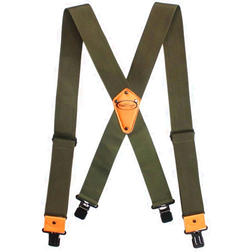 MELOTOUGH Men's Industrial Strength Suspenders Partial Elastic Tradesperson's Suspenders 2 inch Wide Tool Belt Suspenders