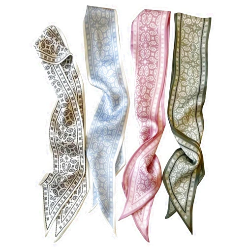TEBIEKOY 4Pcs Fashion Scarves for Women, Multifunctional Boho Scarves Headbands Satin Scarf for Bag Hair Accessories
