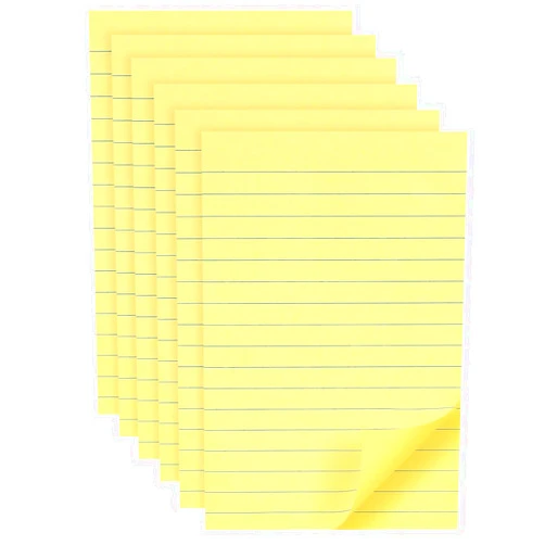 YEECOK Lined Sticky Notes 4x6 in Canary Yellow, Clean Removal, Self-Stick Pads, Super Sticky Notes Easy to Post for Home, Office, School, 6 Pads/Pack, 45 Sheets/Pad