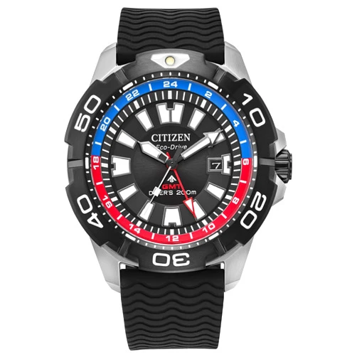 Citizen Men's Eco-Drive Promaster Sea Eco Dive, Stainless Steel Watch, Black Polyurethane Strap, Dual Time, Date (Model: BJ7128-08E)