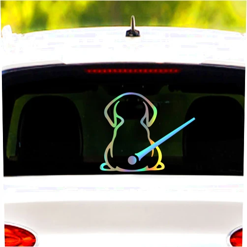 Iprokiu Cartoon Cute Animal Puppy Car Sticker Funny Dog Moving Tail Waving Wiper Sticker Rear Window Wiper Decal Windshield Sticker Waterproof Vinyl Decals Decoration for Car Wiper (Dazzle Color)
