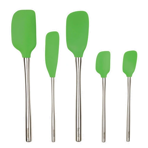 Tovolo Flex-Core Stainless Steel Handled Spatula Set of 5 for Meal Prep, Cooking, Baking, and More - Pesto