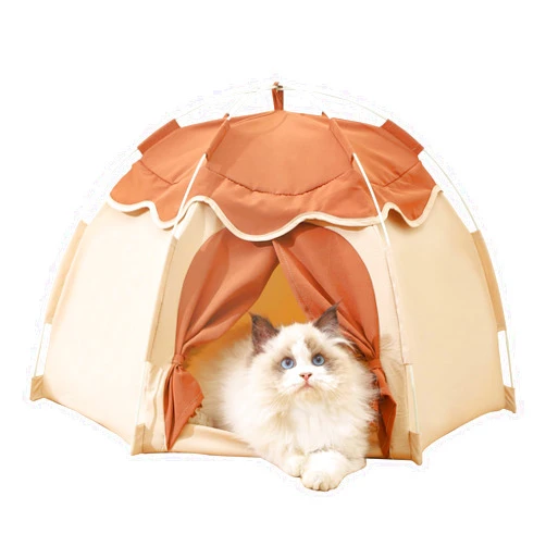 Gigreinc Cat Tent for Indoor, Indoor Dog House,Kitten Tent Suitable for Samll Dogs,Pet Cute Cave Nest Dog Houses(Beige, Medium)