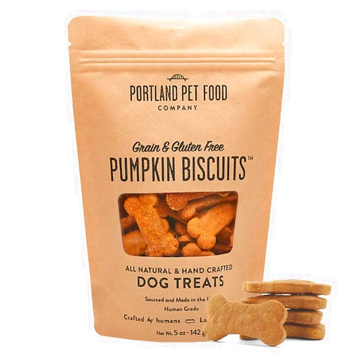 CRAFTED BY HUMANS LOVED BY DOGS Portland Pet Food Company Pumpkin Healthy Dog Treats - Grain-Free, Human-Grade, Pumpkin Dog Treats - All Natural Dog Training Treats & Biscuits Made in the USA Only 1-Pack (5 oz)
