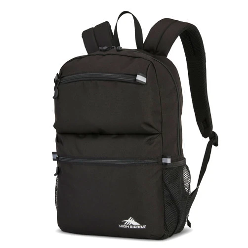 High Sierra Abbreviate Backpack, Laptop Bookbag for Travel, Black, One Size