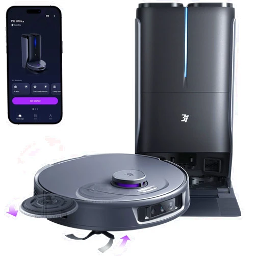 3i P10 Ultra Robot Vacuum and Mop Combo, 18,000 Pa Suction, Self-Emptying, Auto-Extending Edge Mopping, 140℉ Hot-Water Self-Cleaning, LiDAR Navigation, Automatic TangleCut for Pet Hair, 4 Carpet Modes