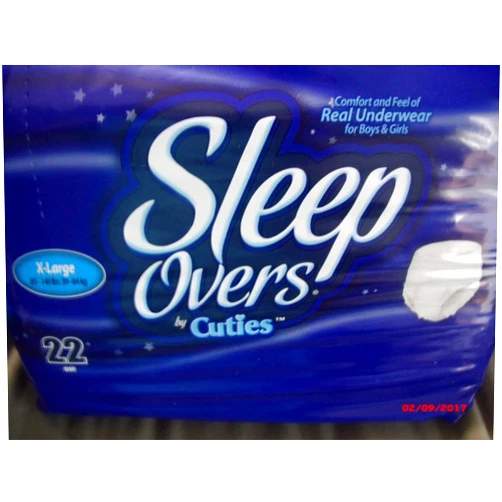 Cuties SleepOvers X-Large 22 Count Unisex-Kids Incontinence Protector, Soft, Smooth Side Panels, Dual Leg Cuffs, Leakage Protection