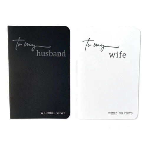 HANVOWS Vow Books His and Hers,Wedding Vow Books with Silver Foil Lettering,5.9