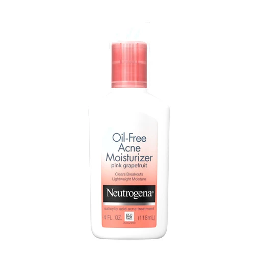 Neutrogena Oil Free Acne Facial Moisturizer with.5% Salicylic Acid Acne Treatment, Pink Grapefruit Acne Fighting Face Lotion for Breakouts, Non-Greasy & Non-Comedogenic, 4 fl. oz