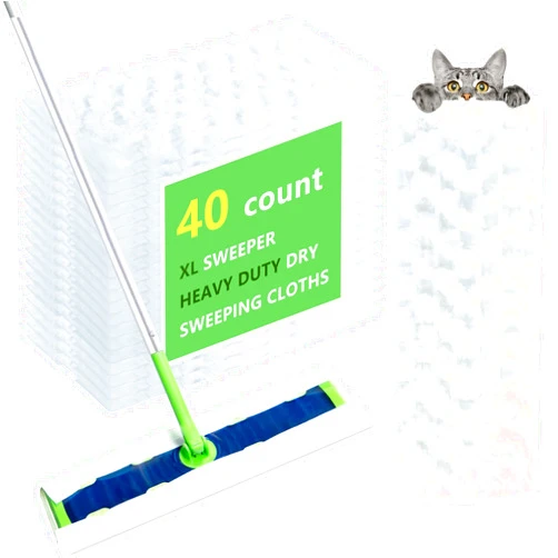 DOCXCDO 40 Count XL Heavy Duty Dry Sweeping Cloths for Swiffer Sweeper XL Mop - Disposable X-Large Pet Dry Mop Refill - Thickened Multi-Surface Dry Mop Pad Refills for Floor Cleaning