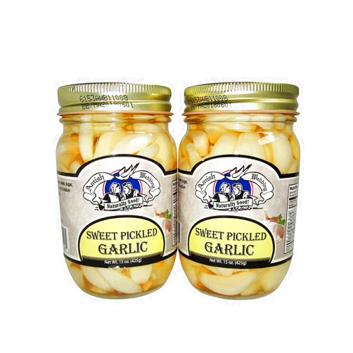 Amish Wedding All-Natural Sweet Pickled Garlic 15 Ounces (2 Jars)