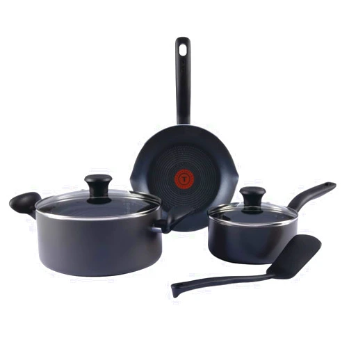 T-fal Initiatives Nonstick Cookware Set 6 Piece Oven Safe 350F Cookware, Pots and Pans, Oven, Broil, Dishwasher Safe Gray