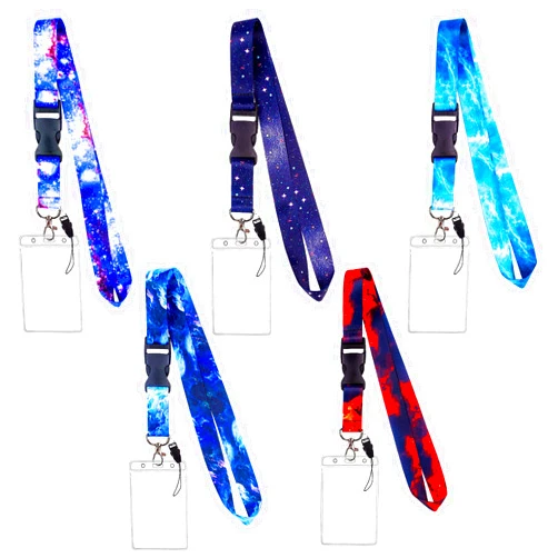 XIANGXING 5 Pack Starry Sky Neck Lanyards with 5 Clear ID Card Holders, Cool Galaxy Lanyard Strap Keychain with Detachable Buckle for Women Men Cruise Teacher Keys Badge ID Card Phone (Starry Sky - 5pcs)