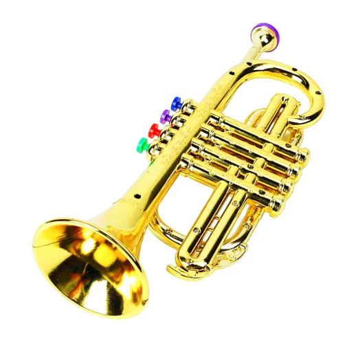 ZJchao Gold Mini Trumpet with 4 Color-Coded Keys Engaging Musical Instrument for Young Learners