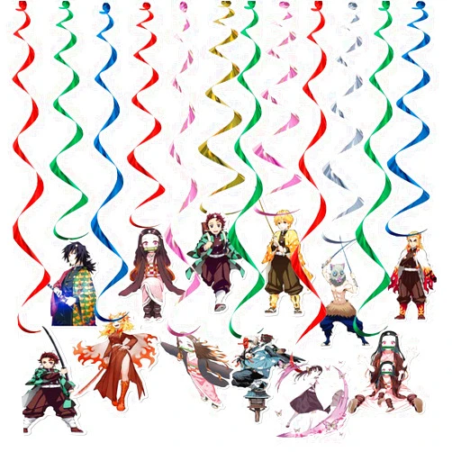 Figuto Demon Birthday Party Decorations, 12 Pcs Anime Hanging Swirl Birthday Party Favors for Fans