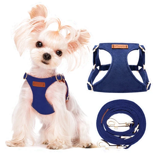 Puppytie No Pull XXS Puppy Harness with Multifunction Dog Leash,Soft Adjustable No Choke Escape Proof Pet Harness Vest,Navy,XXS