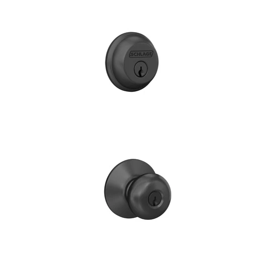 Schlage FB50 N G PLY 622 Single Cylinder Deadbolt and Keyed Entry Plymouth Knob, Matte Black