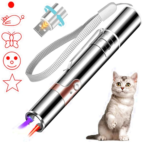 HEYPOMAX Cat Laser Toy, Cat Toys for Indoor, Laser Pointer Cat Toy, Laser Pointer for Cat and Dogs Chase Play, Keep Cat Busy Burning Fatus, USB Charging, 5 Switchable Patterns