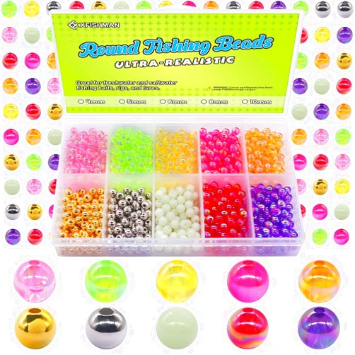 XFISHMAN-Fishing-Beads-for-Fishing-Rigs-Lures-Salmon-Trout-Steelhead-Beads-Saltwater-Freshwater-Bead-5mm 6mm 8mm Assorted