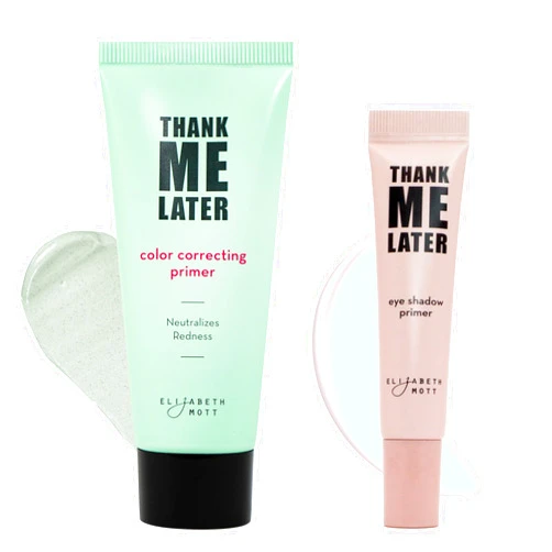 Elizabeth Mott Thank Me Later Color Correcting & Eye Primer Duo – Face Primer with Niacinamide for Redness Control & Smooth Makeup Base – Eye Primer for Long-Lasting, Crease-Free Eyeshadow – 30g + 10g
