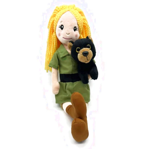 The Petting Zoo, Zookeeper Doll and Black Bear Stuffed Animal Friend, Gifts for Kids, Plush Doll with Black Bear Plush Toy, 16 inch (Blonde)