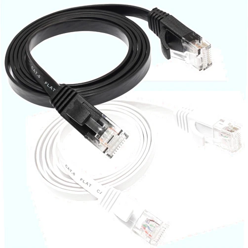DAYEDZ Ethernet Cable 3FT 2 Pack, Cat 6 LAN Cable Flat Net Cable Faster than Cat5e/Cat5, Slim Short Computer Internet Patch Cord Wire with Rj45 Male Connectors for Router, Laptop, Modem, black + white