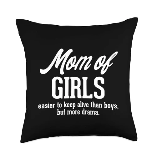 BoredKoalas Mothers Day Mom Gifts Women Pillows Funny Mom of Girls Mothers Day Mommy Gift from Daughters Throw Pillow, 18x18, Multicolor