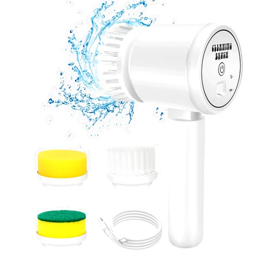 Giusuemp Electric Spin Scrubber, Folding Electric Cleaning Brush for Bathroom Rechargeable Shower Scrubber Power Scrubber Cordless with 3 Replaceable Cleaning Brush Heads for Cleaning Tub/Floor/Sink/Tile