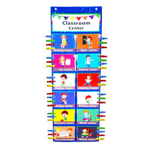 Amzoya Classroom Center Pocket Chart,Classroom Management Pocket Chart,Classroom Course Tracking Pocket Charts,Classroom Track Pocket Chart