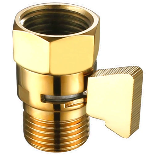 Aomasi Shower Flow Control Valve, Aomasi Brass Shower Head Shut Off Valve, High Pressure Reduce Regulator With Handle Lever For Handheld Shower, Titanium Gold