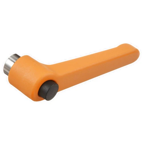JW Winco Nylon Orange Metric Adjustable Handle with Black Push Button, S/S Threaded Hole, 45mm Length, 35mm Height, M5 x 0.8mm Thread, 9mm Thread Length (Pack of 2)