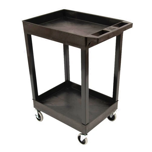Stand Steady Tubstr Compact 2 Shelf Utility Cart | Made in USA | Heavy Duty Tub Cart Holds Up to 400 lbs | Storage Cart & Rolling Tool Cart for School, Office, Garage & Warehouse (24 x 18in / Black)