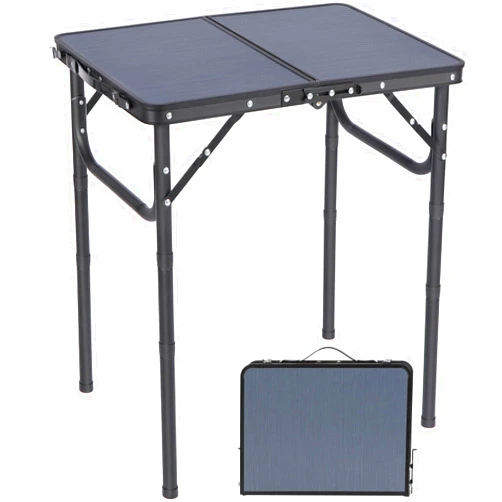 REDCAMP Small Camping Table 2 Foot, Portable Aluminum Folding Table Adjustable Height Lightweight for Picnic Beach Outdoor Indoor, Gray
