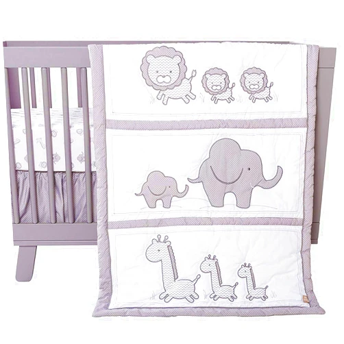 Trend Lab Safari Chevron 3 Piece Crib Bedding Set, Can Be Used As A Blanket Or A Playmat for Tummy Time, Includes Quilt, Fitted Crib Sheet and Skirt