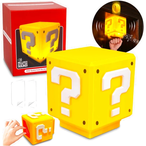 Cofeymera Super Bros-Mini Question Block Night Light,Bedside Lamp, Desklamp for Kids and Fans, Birthday Gift, Holiday Gift,Equipped with The Game's Same Gold Coin Sound(with USB Power Cable)